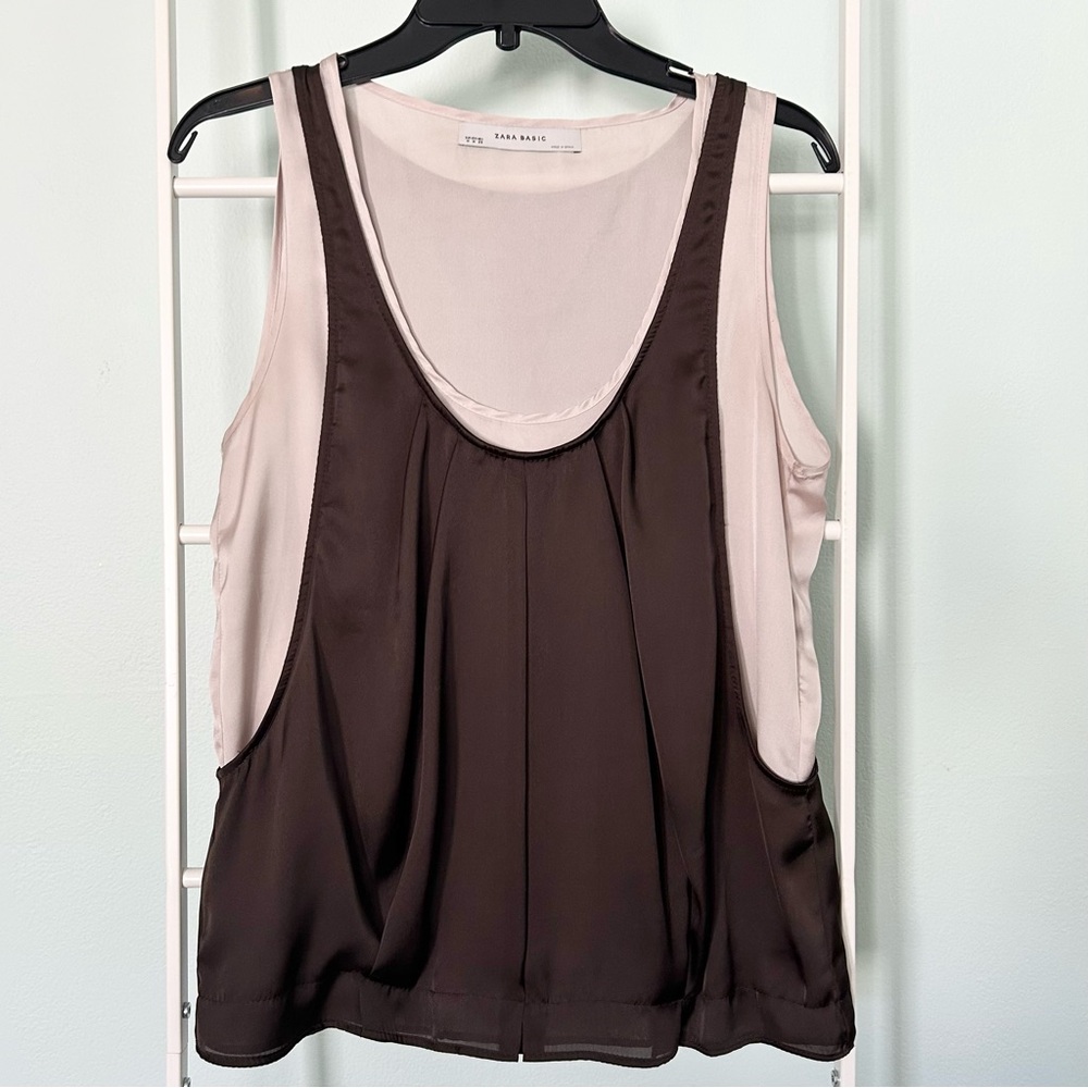 Zara Satin Double-Layered Tank Top